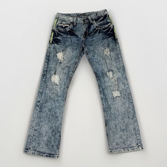 CJ Black Premium Jeans Mens 32x32 (Fit 32x30) Embroidered Relaxed Straight Y2K - Picture 2 of 9